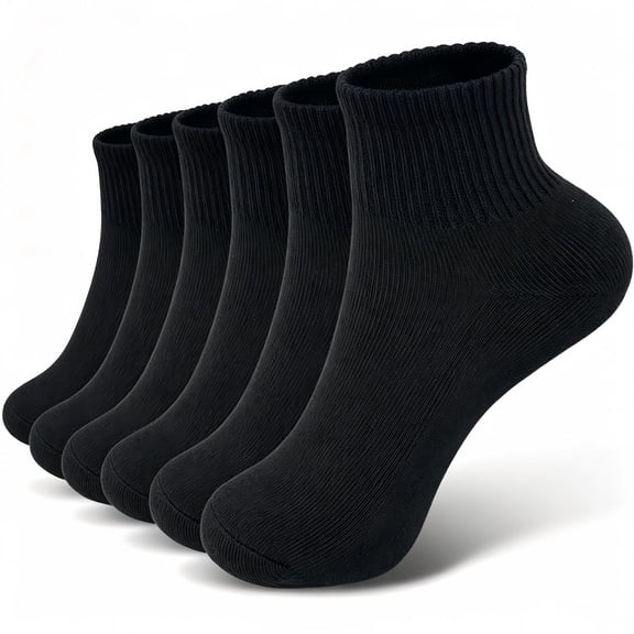 DOVACKA 6 pairs Women's Cushioned Ankle Socks, Breathable Cotton Solid Color for Athletic Running