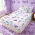 thumbnail image 2 of Erosebridal Seashell Jellyfish Bow Zipper Queen Comforter Set with Fitted Sheet and 2 Pillowcases for Girls Boys, Dreamy Coastal Sealife Zipper Bedding Set, Stars Reversible, 4 Pieces, 2 of 7