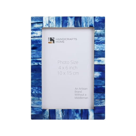 Handicrafts Home 4x6 Navy Blue Picture Frame – Handmade Photo Frame for Home Decor, Coastal Wall Decor, Modern Decor, Christmas & Winter Decor, Rustic Bone Inlay Frames Farmhouse Shelf & Living Room