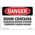 thumbnail image 1 of SignMission OS-DS-A-1824-L-2081 18 x 24 Po Signe de Danger OSHA - la Pièce Contient des Systèmes de Batterie sous Tension, 1 of 1