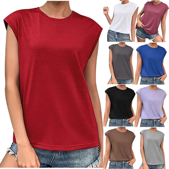 Dagugfen Womens Tank Tops Sleeveless Crew Neck Loose Lightweight Comfy Homewear Casual Work Tops for Travel