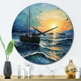 thumbnail image 3 of Designart "Seascape with Fishing Inspired by Van Gogh III" Vangogh Oversized Wall Clock, 3 of 5