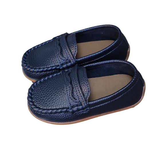ZToonmas Big Girls Pebble Leather Loafers British Style Slip on Moccasins Soft Flat Rubber Sole Vintage Casual Kids Dress Shoes