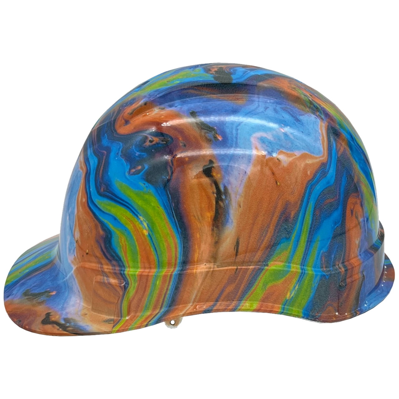 Oil Spill Design Hydro Dipped Hard Hats Cap Style Design with 4 Pt Suspension