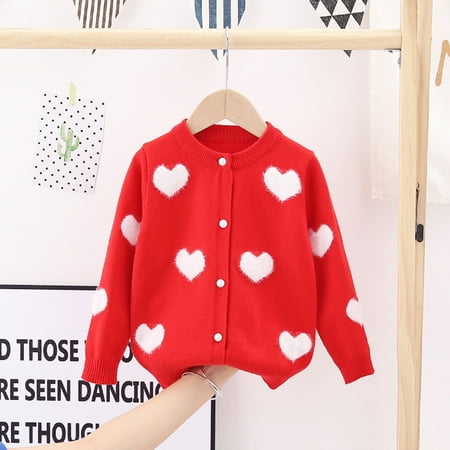 

RPVATI Toddler Bays Girl Boy Long Sleeve Sweater Knitting Crewneck Pullover Love Printing Tops 1-7Y