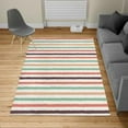 thumbnail image 1 of Striped Turkish Area Rug, Geometric Colorful Tone Brush Style Lines Grunge Retro Digital Print, Soft Carpet for Living Room Decor with Distressed Look, 4' X 5.7', Coral Green, by Ambesonne, 1 of 4