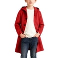 thumbnail image 6 of Byoo Boys Button Down Hooded Coat Classic Solid Color Fall Winter Windproof Warm Jacket for Kids, 6 of 7