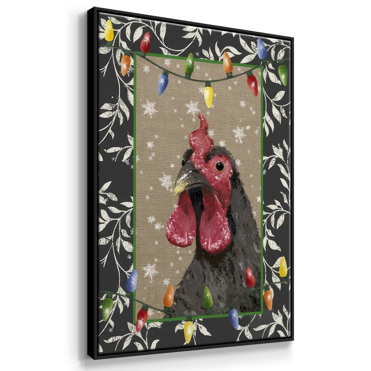 County Christmas Farm IV - Framed Gallery Wrapped Holiday Canvas - 17 x 25 - Black Frame