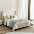 thumbnail image 6 of Miniyam Queen Size Wingback Contemporary Platform Bed, Beige, 6 of 7