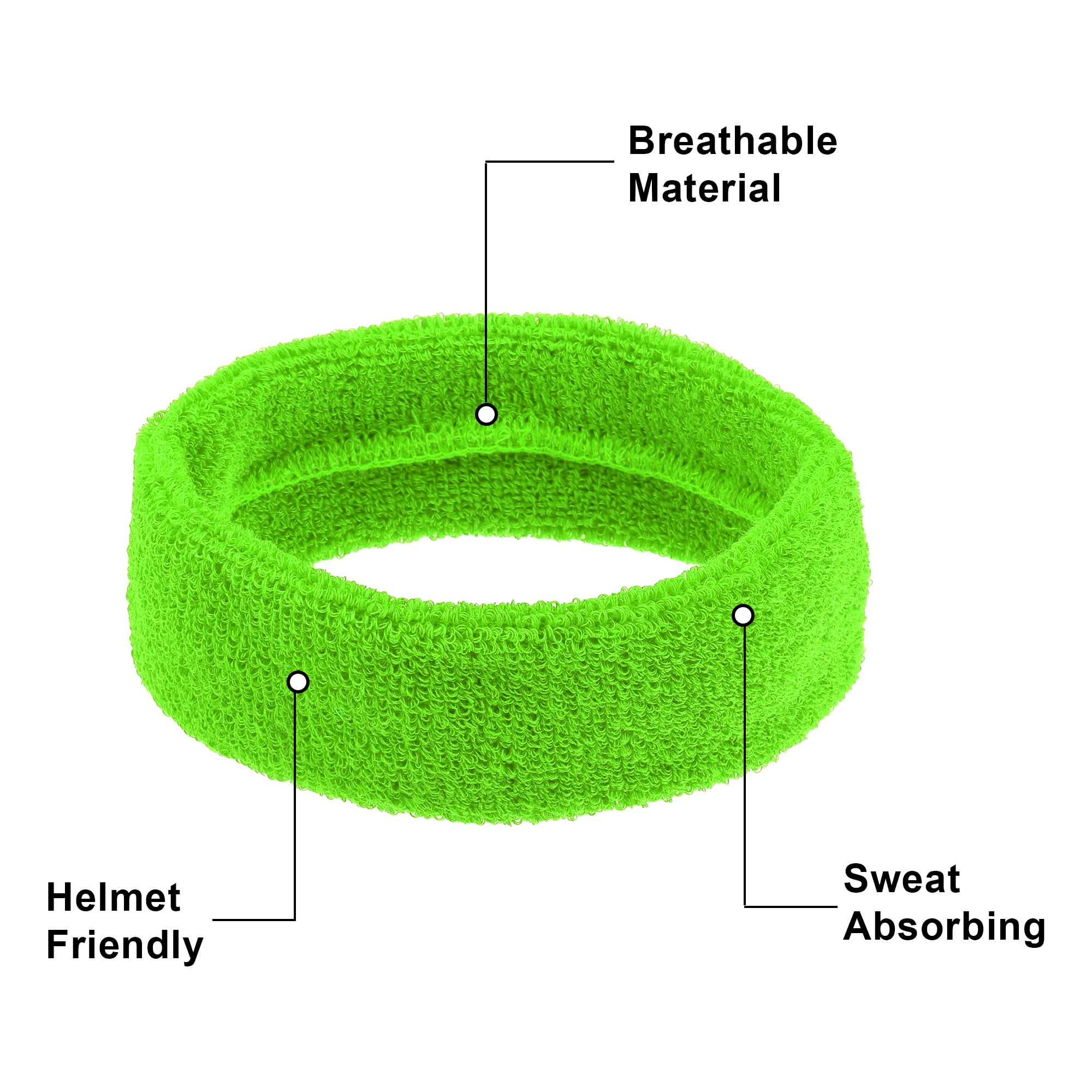 Unique Bargains 3 Pcs Sport Headband Wristband Sweatband Cotton Blend Fluorescent Green