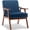 Blue + Velvet, variant on Leumius Mid-Century Accent Chair,Modern PU Leather Armchair for Living Room,Comfy Upholstered Reading Chair Arm Chair with Solid Wood Frame and Extra-Thick Backrest for Bedroom,Black