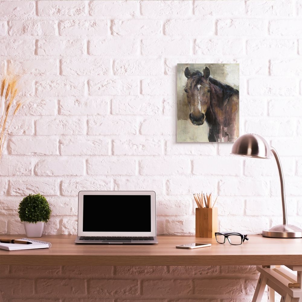 Stupell Industries Masculine Horse Portrait Western Brown Tan Stallion Painting Canvas Wall Art Design by Marilyn Hageman, 16" x 20"