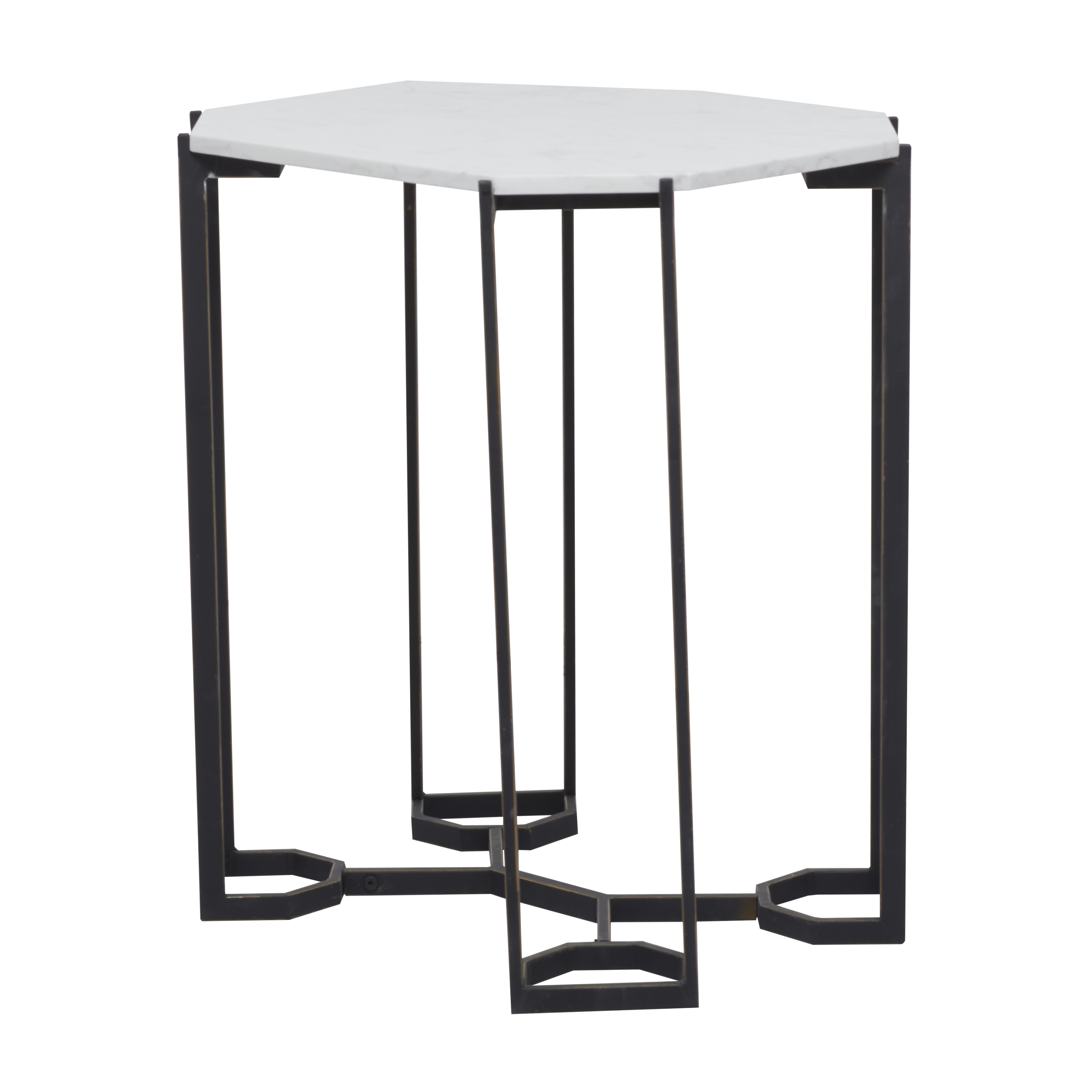 DecMode 18"W, 21"H Metal Contemporary Accent Table, White, 1-Piece