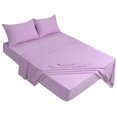 thumbnail image 1 of 4 Piece Bed Sheet Set, 110gsm Polyester Microfiber Bedding with Flat Sheet, Fitted Sheet and Pillowcases, Soft and Comfortable, Solid Color for Hotel Bedroom Queen Light Purple Unique Bargains Juego de Edredón Funda, 1 of 6