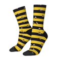 thumbnail image 1 of Balery Striped With Bees Calcetas Largas con Estampado para Hombre y Mujer – Suaves y Transpirables, Talla Única (US 5-11), 1 of 6