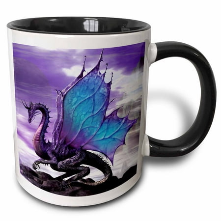 

3dRose Fairytale Dragon - Two Tone Black Mug 11-ounce