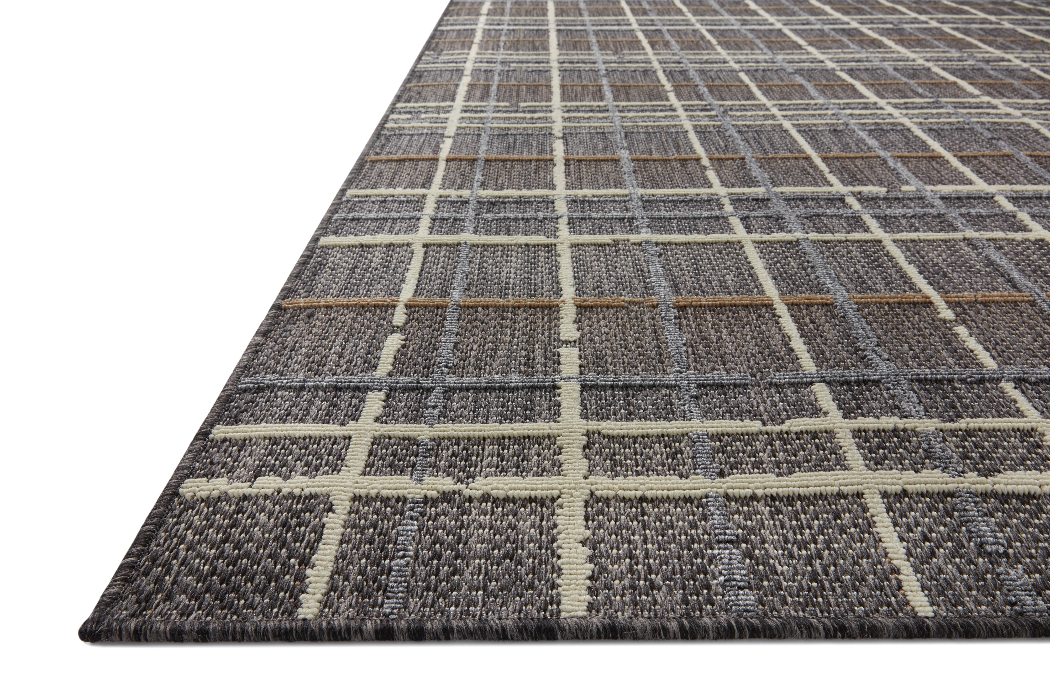 Indoor Outdoor Loloi Rainier Charcoal / Multicolor 18" x 18" Sample Rug