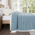 thumbnail image 3 of Exclusivo Mezcla Knit Blanket for Bed Queen Size, Ultra Soft Cozy Fluffy Blanket, Lightweight Fuzzy Throw for Couch and Bed, Mixed Blue, 90"x90", 3 of 9