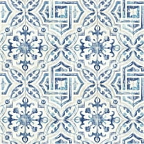 Chesapeake Sonoma Blue Spanish Tile Prepasted Non Woven Blend Wallpaper, 20.5-in by 33-ft, 56.4 sq. ft.