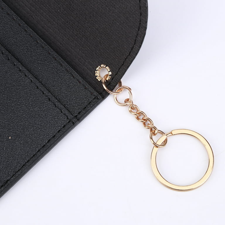 Yucurem Women Wallets Multi slots Keychain Card Holder Leather Coin Purse Black