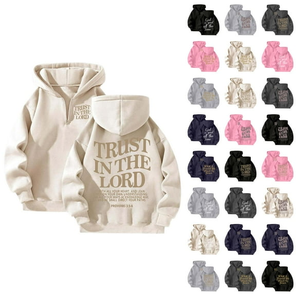 Christian Quarter Zip Hoodie for Women 2025 Fall Winter Long Sleeve Graphic Hooded Sweatshirt Pullover Tops