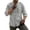 Gray, variant on Men's Vintage Shirt Retro Long Sleeve Button Down Collarless Shirts Summer Lightweight Work Shirt with Chest Pocket Purple XL