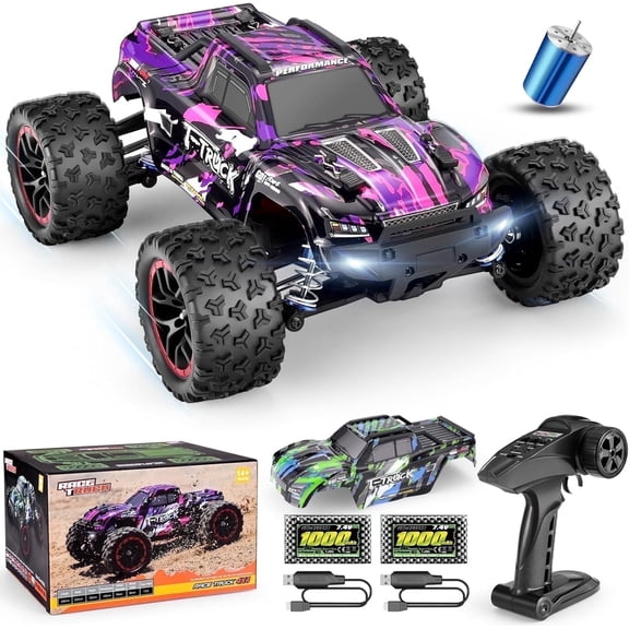 HAIBOXING 1 18 Brushless Fast RC Car 18859A - 48 KM/H, 4WD Monster Remote Control Truck, with 2 Li-Po Batteries & 2 Shells - Gift for Adults and Kids