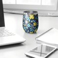 thumbnail image 3 of Floral 12oz Stainless Steel Insulated Wine Tumbler with Lid and Straw – Double Wall Vacuum Mug for Hot & Cold Drinks, 304 Steel Interior, Sweat-Free Design,Thanksgiving,Christmas, Spring,Flower, 3 of 5