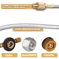 thumbnail image 2 of 2 Feet Gas Adapter Extension Braided Hose Propane/Butane/Isobutane Small Tank Input EN417 Lindal Valve Output, 2 of 4