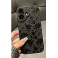thumbnail image 1 of FZC-for iPhone 16 Case 6.1 Inch 2024, Aesthetic Rose Floral Print Phone Case for Women Girls Men, Slim Silicone Protective Phone Cover for iPhone 16, Black Flower, 1 of 4