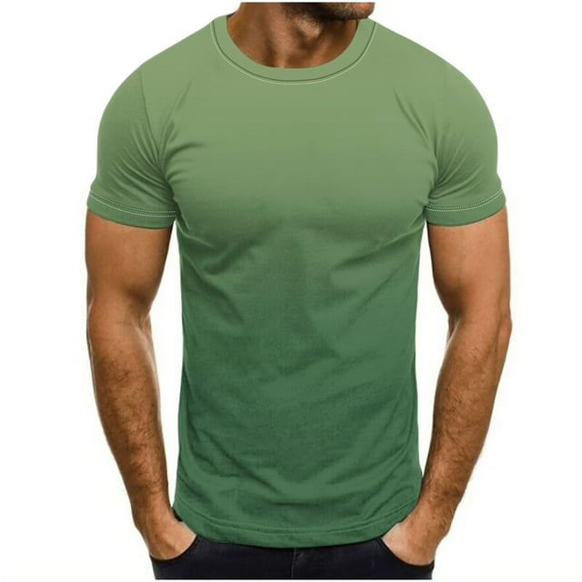 Camisetas de Cuello de la Tripulación de los Hombres de Poliéster Impreso en Seco Rápido, Cuello Redondo de Corte 3D para Gimnasio, Carrera, Ciclismo Y Desgaste Informal