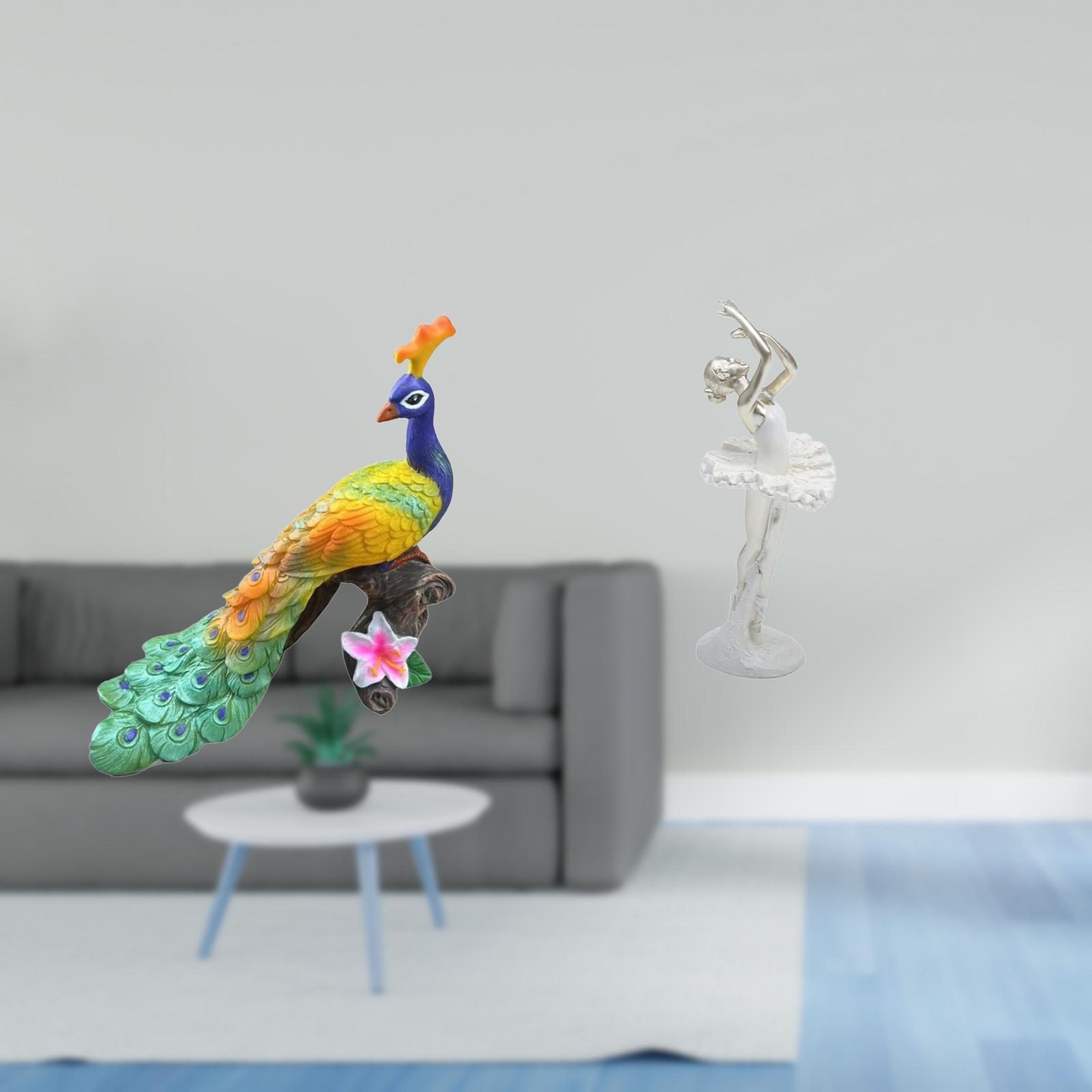 CarpNettore Peacock Ballerina Sculpture Figurine Decorative Garden Ornament Crafts Statue for Home Bedroom Yard Modern Dancing Girl Art Entrance