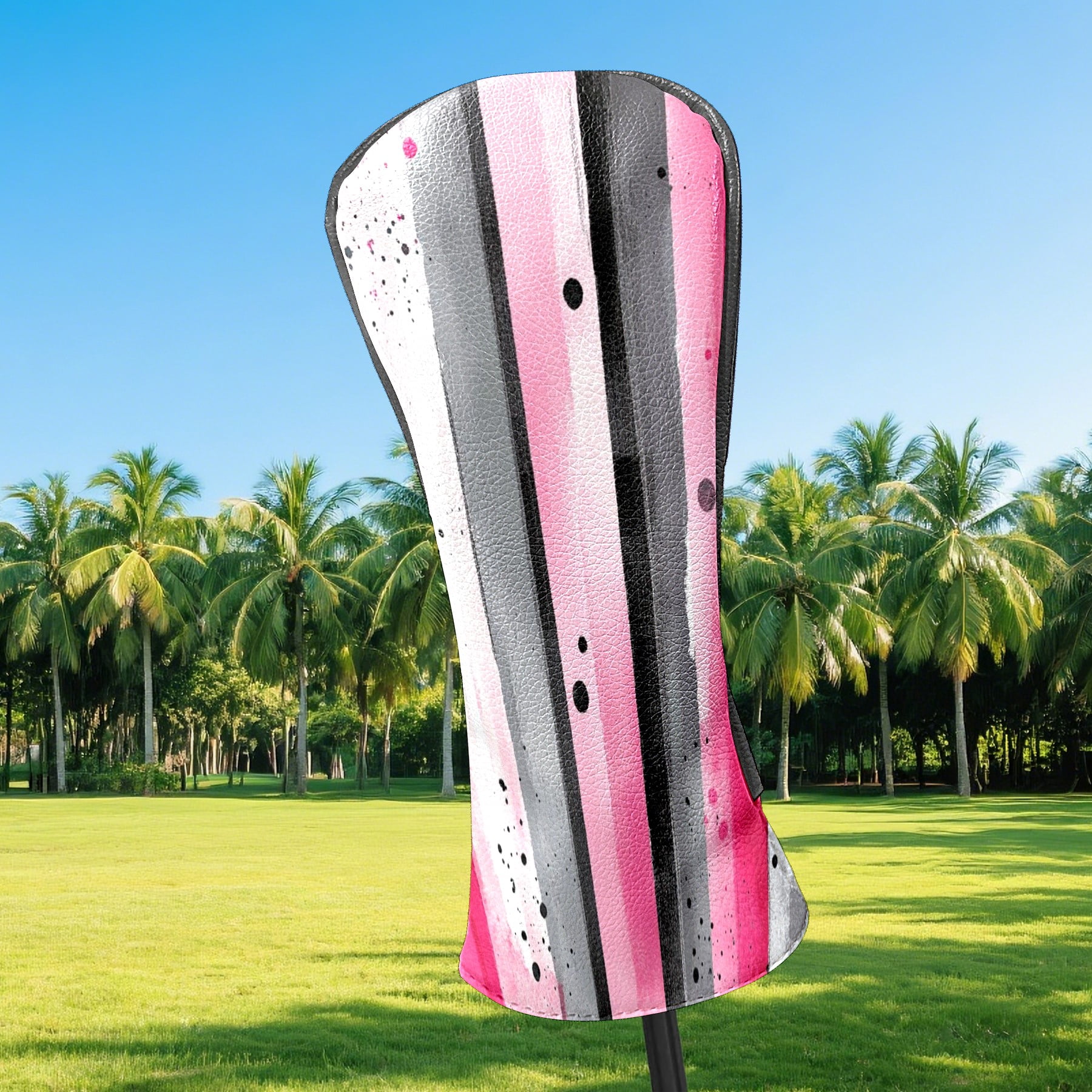 Golf Club Covers PU Leather Waterproof Head Covers for Fairway Woods Hybrids Color Stripes Unisex Fits Most Brands