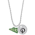 thumbnail image 1 of Delight Jewelry Acrylic 3/4" Green Cheer Megaphone Silvertone Script Initial Disc - D - Charm Necklace, 20"+3", 1 of 4