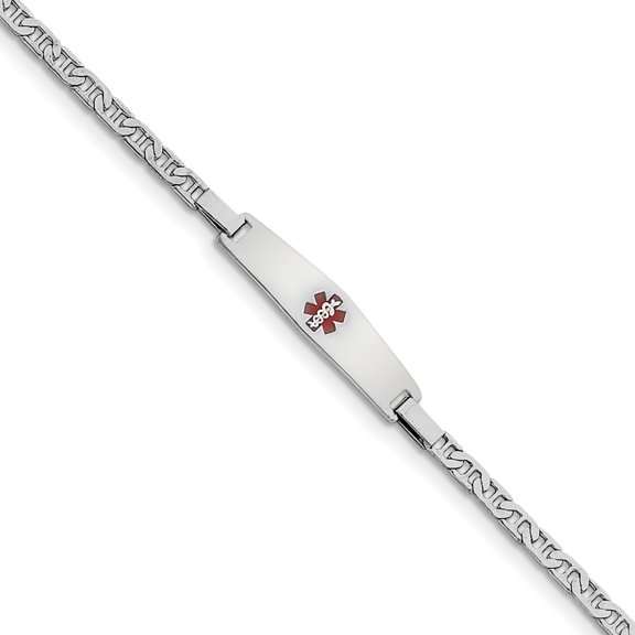 Sterling Silver Rhodium-plated Medical ID Anchor Link Bracelet