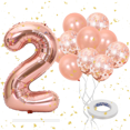 thumbnail image 1 of KAINSY 40inch 2 Number Balloon Giant Rose Gold Digit Foil Balloons Confetti Pearl Balloons Birthday, 1 of 6