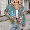 thumbnail image 3 of Jackets for Women Winter Coat Jackets Flannel Stand Collar Jacket(Autumn Floral Blue Print,Size:S-4XL), 3 of 7