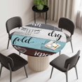 thumbnail image 2 of Fitted Tablecloth for Round Table,Retro Laundry Room Texts Table Cover with Elastic Edge Waterproof Table Cloth,Rustic Wooden Plank Circle Table Covers for Kitchen Indoor Outdoor Picnic Party, 2 of 9