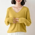 thumbnail image 3 of Jalioing Long Sleeve Sweaters for Women Casual Loose V Neck Knitted Tops Fall Winter Fashion Basic Sweater Shirts, 3 of 4