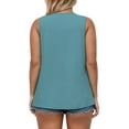 thumbnail image 4 of Plus Size Tank Tops Womens Fashion Pleated Tees Trendy Comfy Crewneck Shirts Teal Blue 2XL, 4 of 7