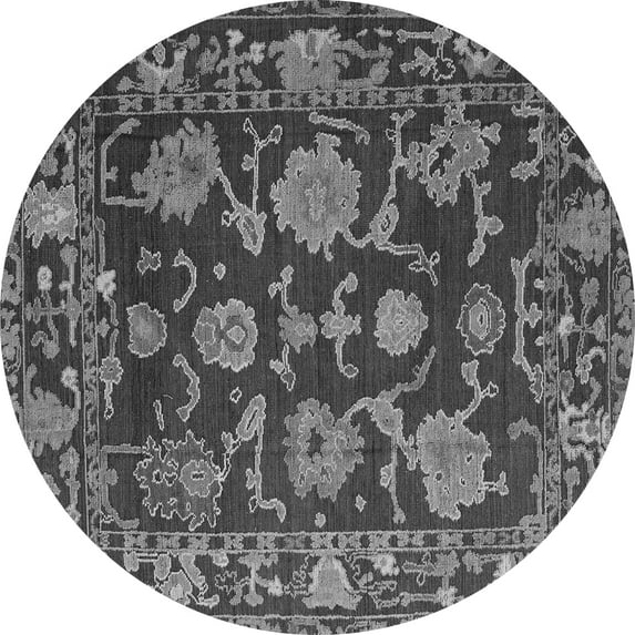 Ahgly Company Indoor Round Abstract Gray Modern Area Rugs, 7' Round