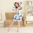 thumbnail image 3 of FORMRS Kids Bathrobe Unisex Hooded Robe Toddler Pajamas Sleepwear, Size 10-12T, Orange Hand Drawn Sailboats, 3 of 7