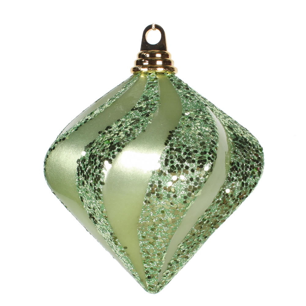 6 Celadon Green Vickerman M133254 Candy Glitter Swirl Diamond Decor 