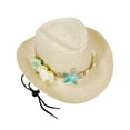 thumbnail image 2 of Cowboy Hat for Kids, Western Cowgirl Hat with Sea Shell Decors, Classic Straw Cattleman Cowboy Hat for Outdoor Activity, 2 of 8