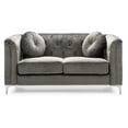 thumbnail image 3 of HomeStock French Country Loveseat 62"L x 34"W x 31"H, Soft Velvet, Pocketed Coil Cushions, Stylish Chrome Legs, and Pillows-Color:Dark Gray, 3 of 5