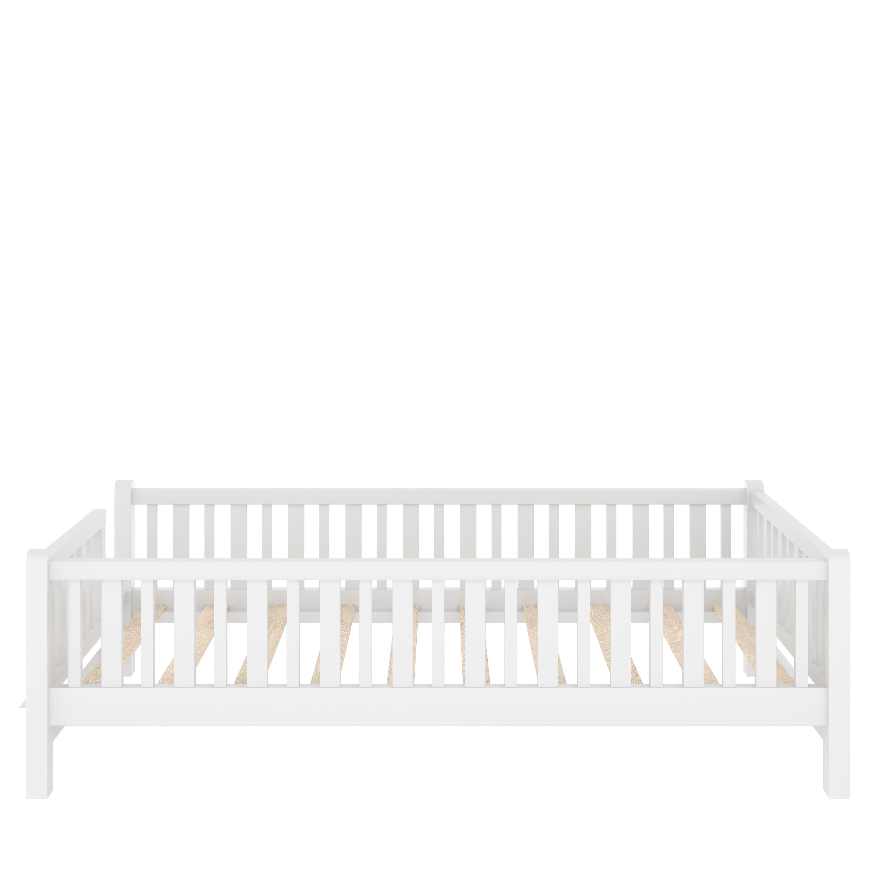 MODERNLUXE Twin Size Platform Bed with Guardrails, White