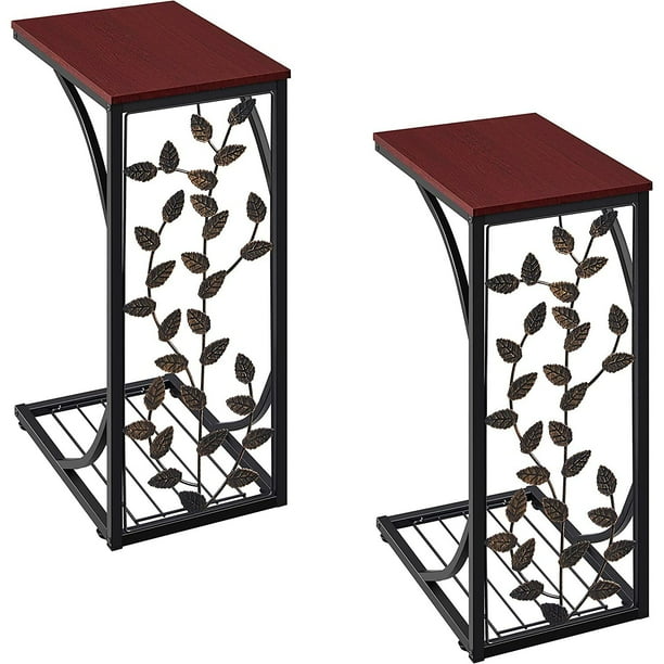 FulnKye C Table for Small Spaces, Sofa Side Table with Metal Frame