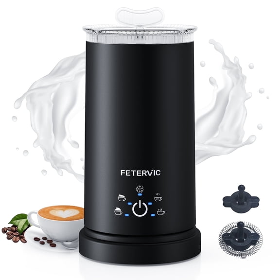 FETERVIC 5-in-1 Electric Frother, Touch Control Automatic Foam Maker, Warm Cold Heating Function for Latte Cappuccino Hot Chocolate