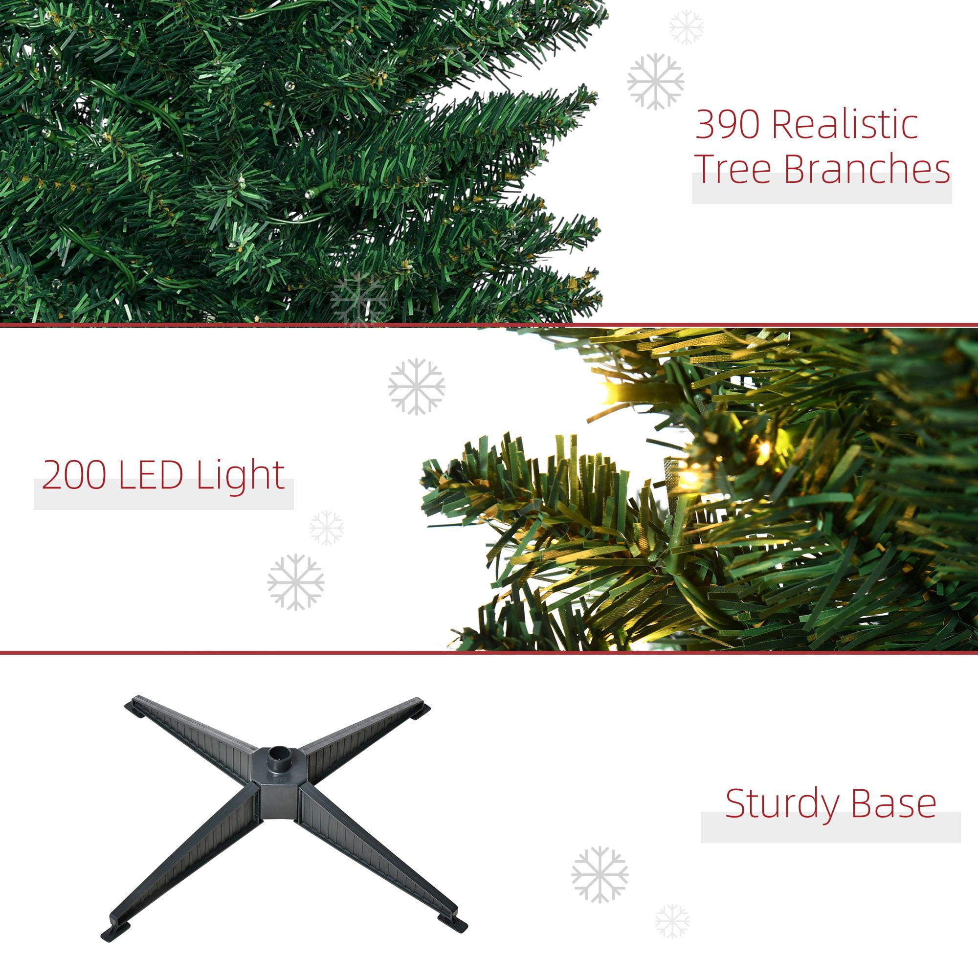 6 ft Pre-Lit Slim Artificial Pencil Christmas Tree with 200 Warm White LED Lights and 390 Tips, Indoor Holiday Decoration