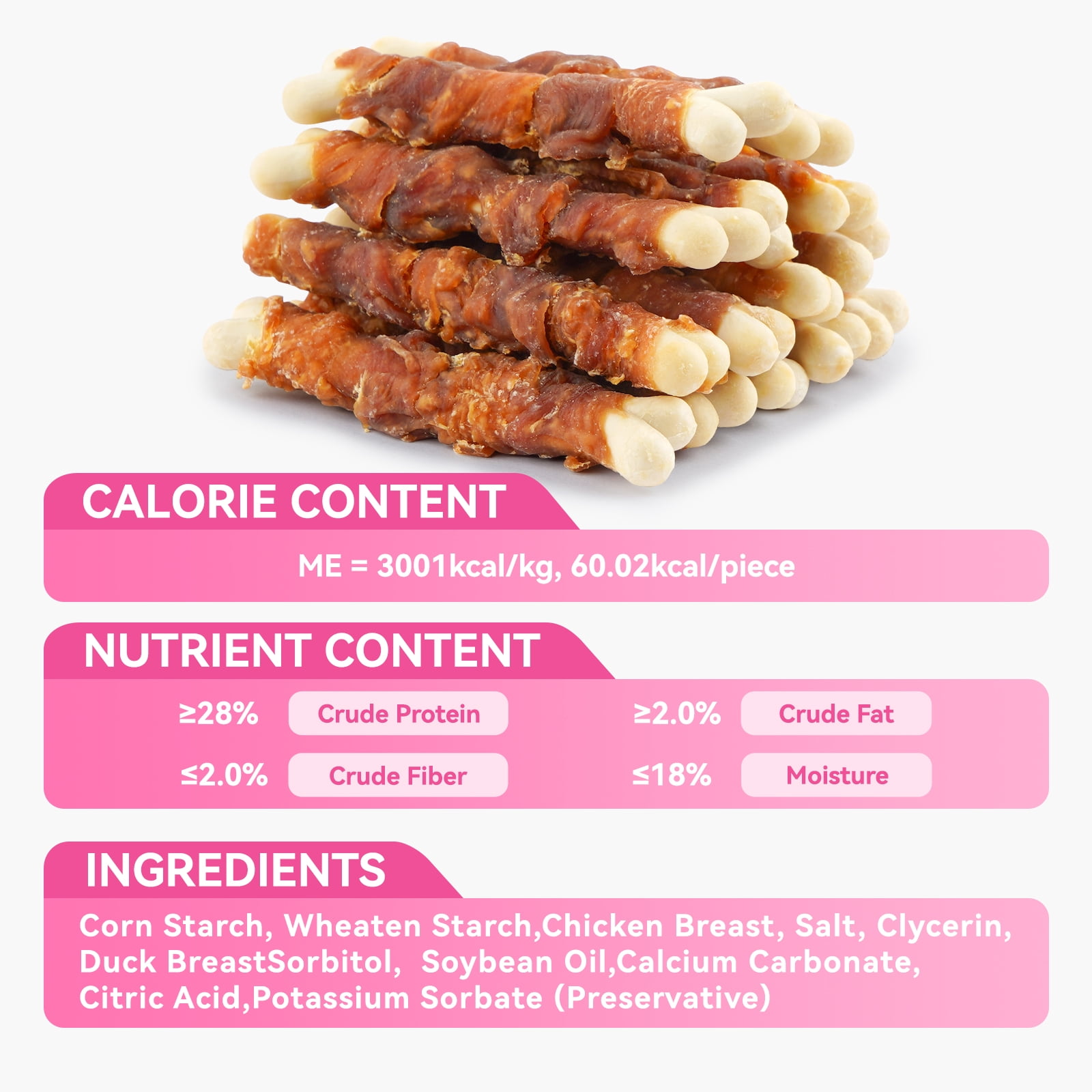 Puddonio Chicken & Duck with Calcium Bone Dog Treats, 20 oz (56ct)